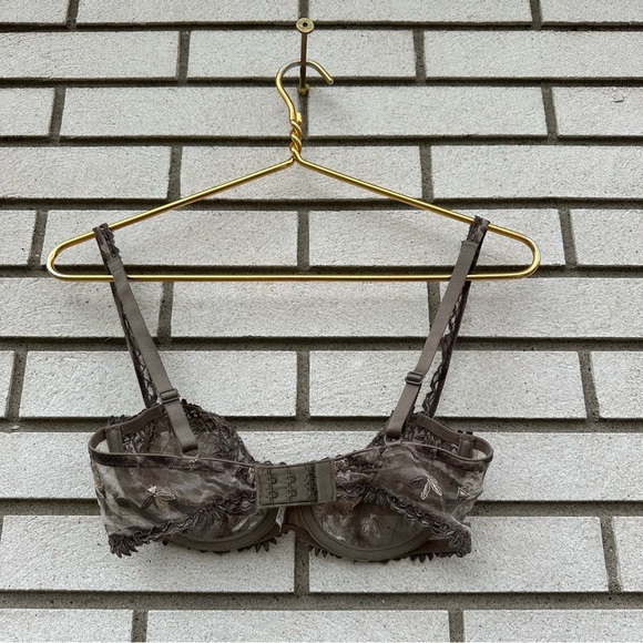 Chantelle Africa Sheer Mesh Demi Underwire Bra Mocha Brown Embroidered Lace 3695 - Picture 9 of 9